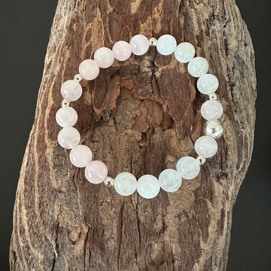Rose Quartz and White Jade w/ Sterling Silver Accents